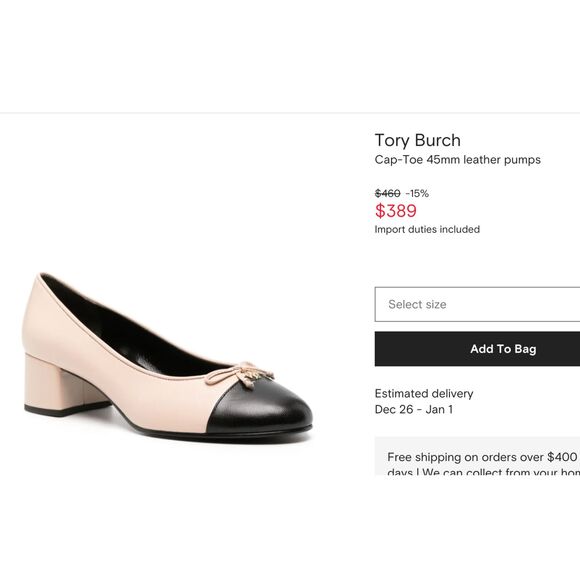 Tory Burch Cap Toe Bow Ballet Pumps Camel Tan Black Size 7 - Picture 7 of 7